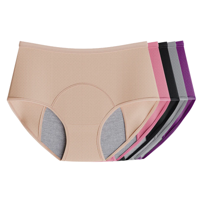 EverDrys leak-proof underwear in five colours - beige, pink, black, grey and purple
