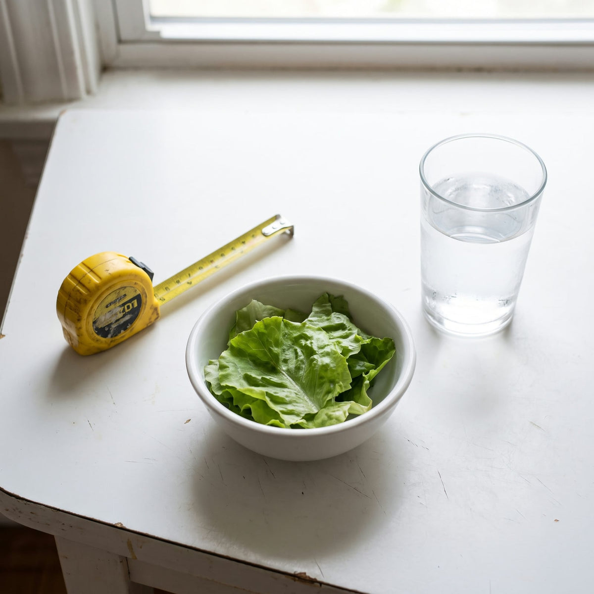 Diet salad and tape measure